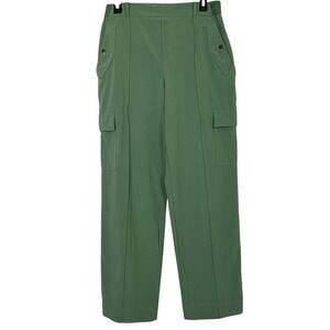 Athleta Sz 10 Vienna Cargo Pants Wide Leg High Rise Pockets Stretch Grunge Green
